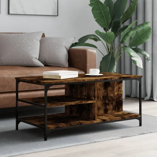 Mesa de Centro Madera Contrachapada Roble Ahumado 100x50x45 cm