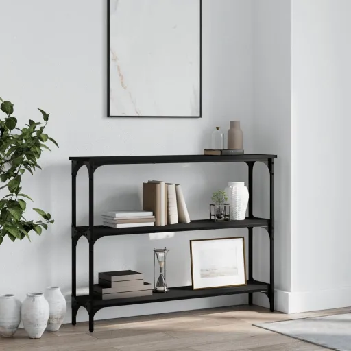 Mesa Consola Madera de Ingeniería Negra 100x22,5x75 cm
