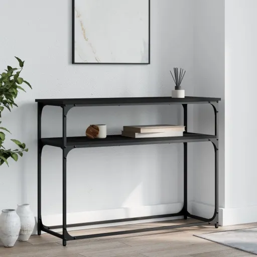 Mesa Consola Madera de Ingeniería Negra 100x35,5x75 cm