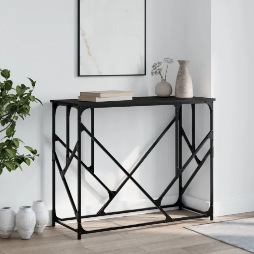 Mesa Consola Madera de Ingeniería Negra 100x40x80 cm