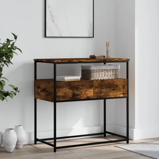 Mesa Consola Madera de Ingeniería Roble Ahumado 75x40x75 cm