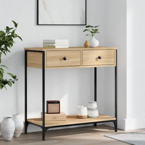 Mesa Consola Madera de Ingeniería Roble Sonoma 75x34,5x75 cm