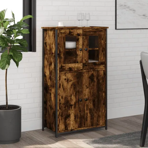 Aparador Alto Madera Contrachapada Roble Ahumado 62x32x106,5 cm