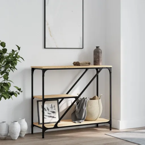 Mesa Consola Madera de Ingeniería Roble Sonoma 88,5x30x75 cm