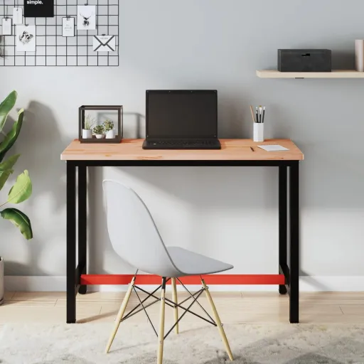 Banco de Trabajo Madera Maciza de Haya y Metal 115x55x81,5 cm
