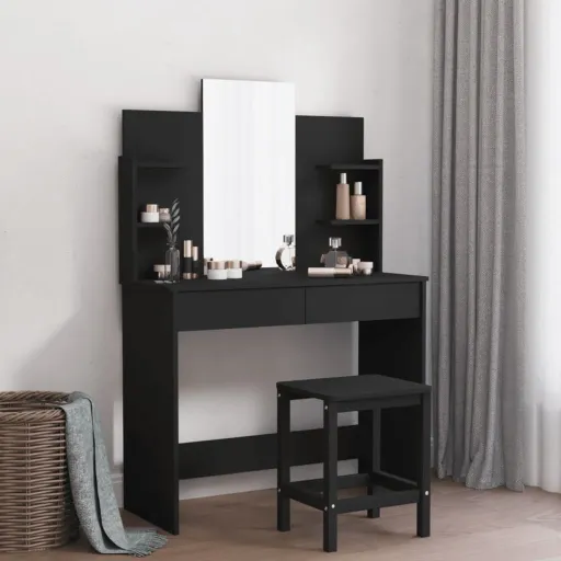 Tocador Con Espejo Negro 96x39x142 cm