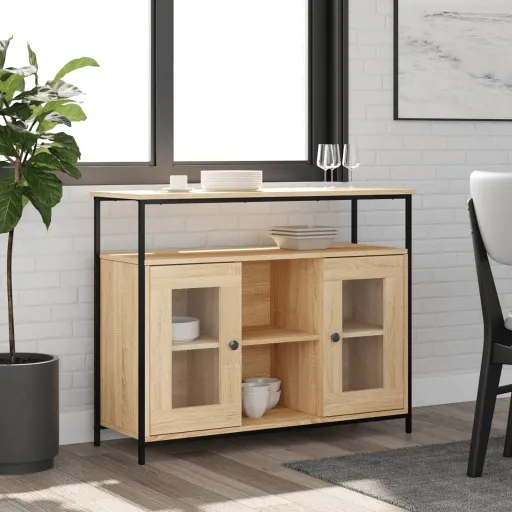 Aparador de Madera de Ingeniería Roble Sonoma 100x35x80 cm