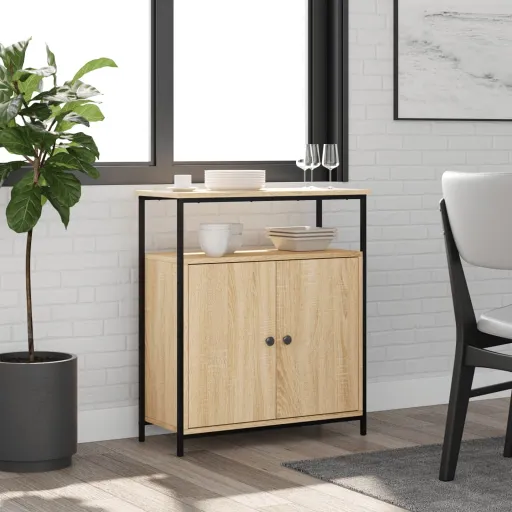 Aparador Roble Sonoma 70x30x80 cm Madera de Ingeniería