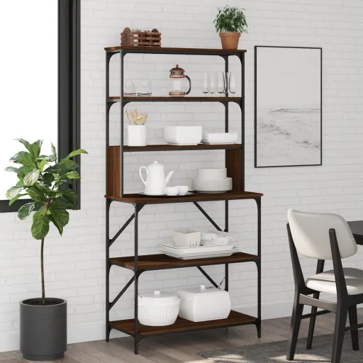 Estantería Cocina 6 Niveles Madera Roble Marrón 90x40x180 cm