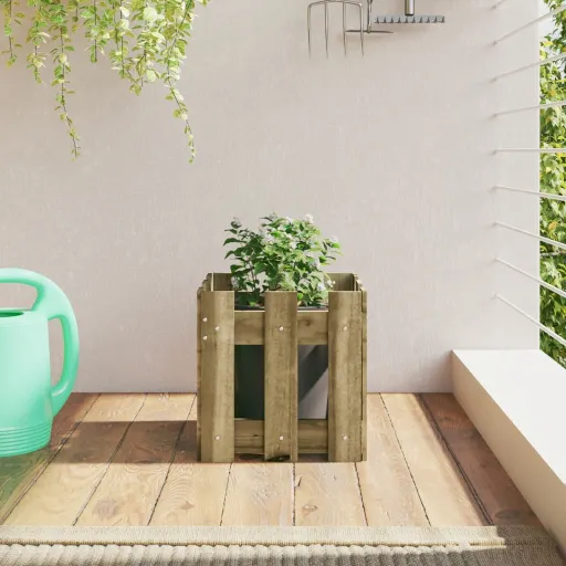 Jardinera Diseño de Valla Madera de Pino Impregnada 30x30x30 cm