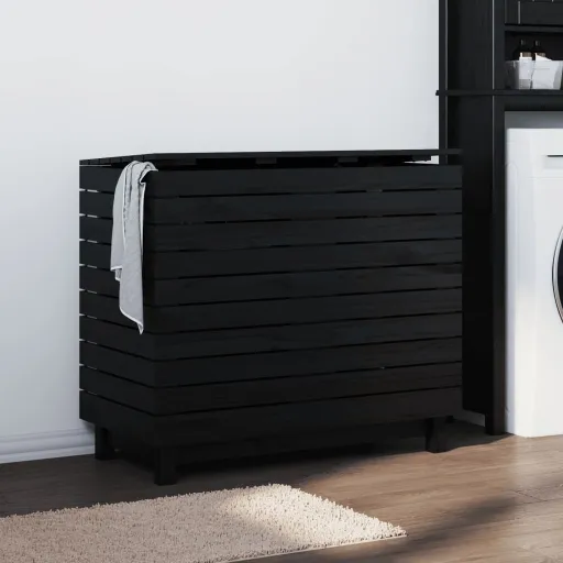 Cesto Para la Ropa Sucia Madera Maciza de Pino 88,5x44x76 cm