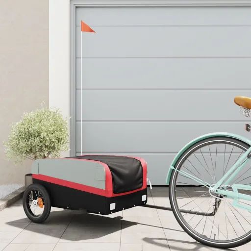 Remolque Para Bicicleta Hierro Negro y Rojo 30 kg