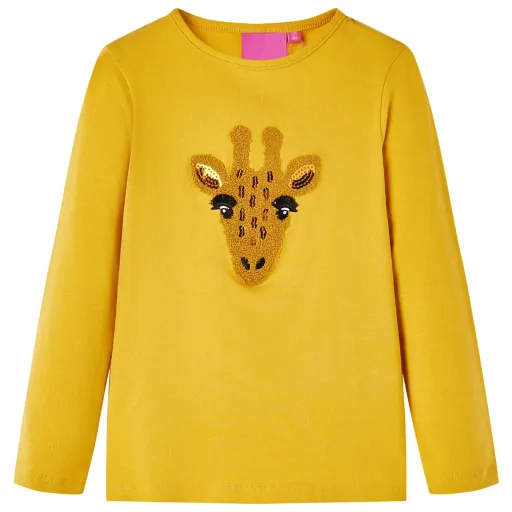 Camiseta Infantil de Manga Larga Ocre Oscuro 140