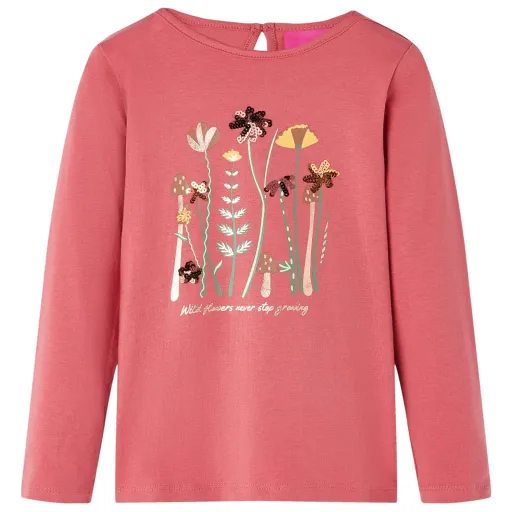 Camiseta Infantil de Manga Larga Rosa Envejecido 92