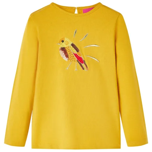 Camiseta Infantil de Manga Larga Ocre Oscuro 104