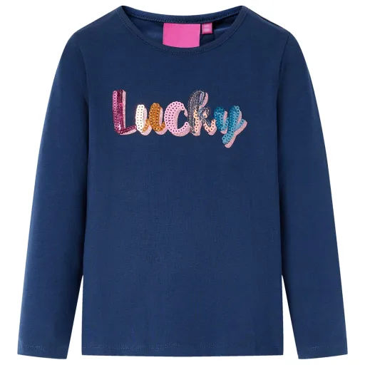Camiseta Infantil de Manga Larga Azul Marino 116