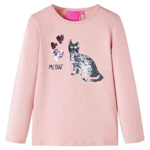 Camiseta Infantil de Manga Larga Rosa Claro 128