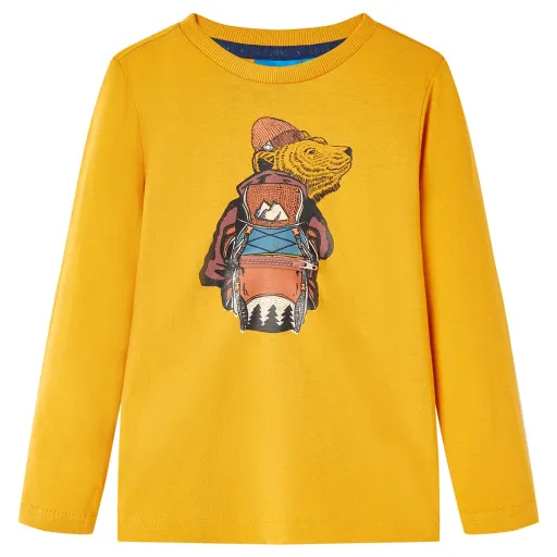 Camiseta Infantil de Manga Larga Color Ocre 104