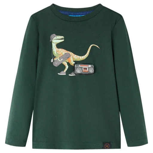 Camiseta Infantil de Manga Larga Verde Oscuro 92