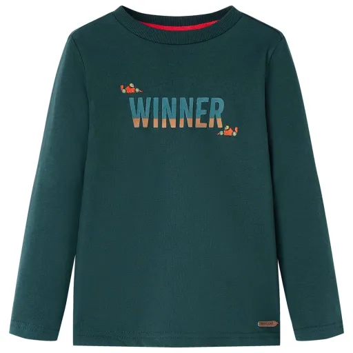 Camiseta Infantil de Manga Larga Verde Oscuro 104