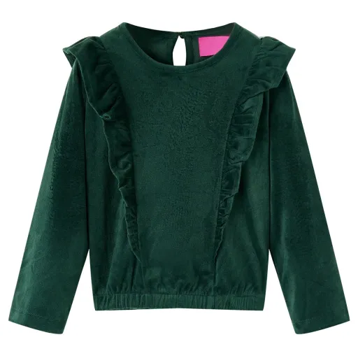 Blusa Infantil Con Volantes Verde Oscuro 140