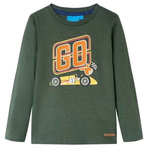 Camiseta Infantil de Manga Larga Verde Oscuro 92