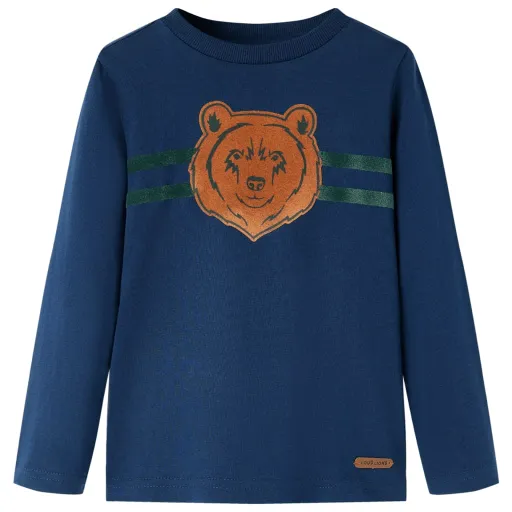 Camiseta Infantil de Manga Larga Azul Marino 92
