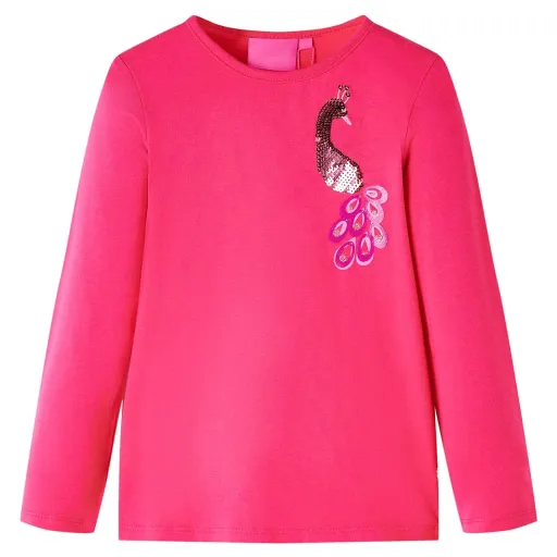 Camiseta Infantil de Manga Larga Rosa Brillante 104
