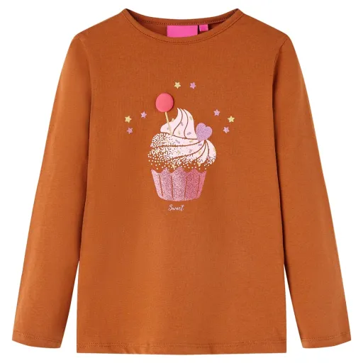 Camiseta Infantil de Manga Larga Color Coñac 116