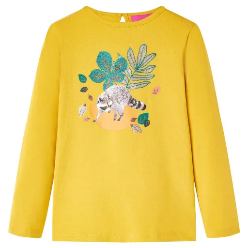 Camiseta Infantil de Manga Larga Color Ocre 140