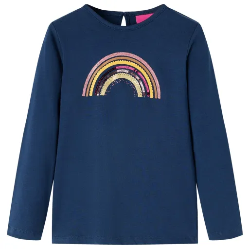 Camiseta Infantil de Manga Larga Azul Marino 92