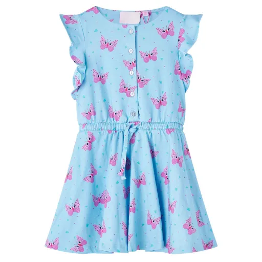Vestido Infantil Sin Mangas Con Botones Azul 104