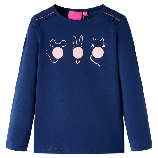 Camiseta Infantil de Manga Larga Azul Marino 116