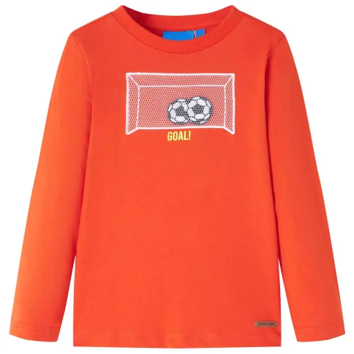 Camiseta Infantil de Manga Larga Naranja Brillante 104