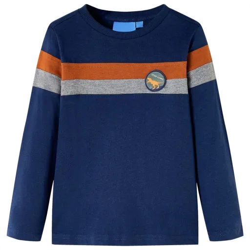 Camiseta Infantil de Manga Larga Azul Marino 116