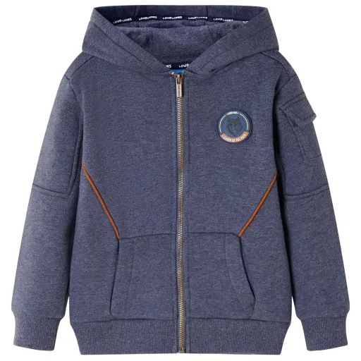 Sudadera Infantil Con Capucha y Cremallera Azul Oscuro Mélange 92