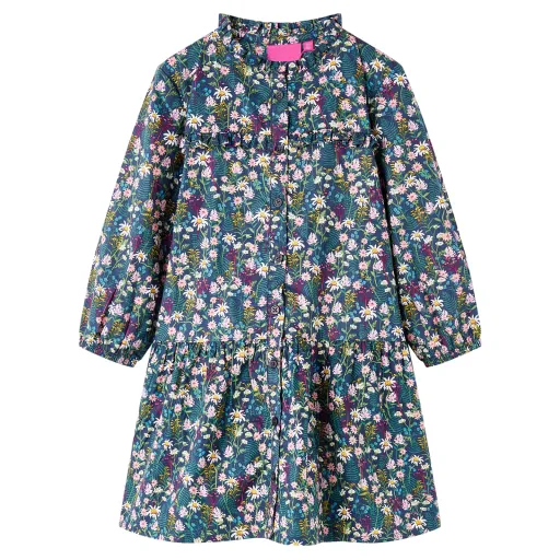 Vestido Infantil de Manga Larga Azul Oscuro 116