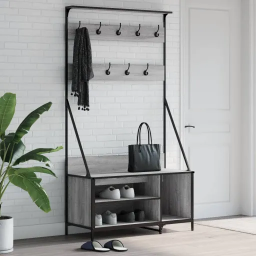 Perchero Con Zapatero Gris Sonoma 100x41x184 cm