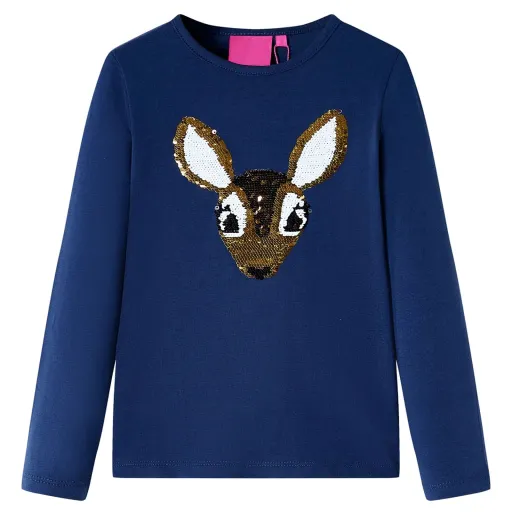 Camiseta Infantil de Manga Larga Azul Marino 104