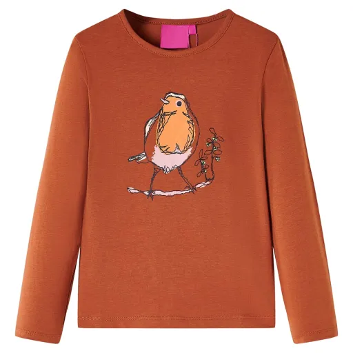 Camiseta Infantil de Manga Larga Color Coñac 116