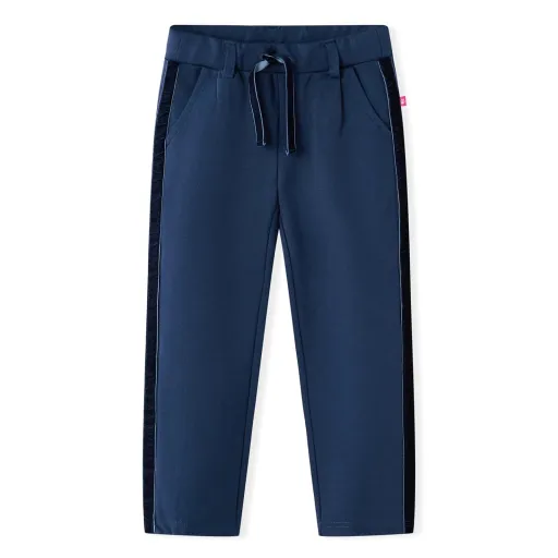 Pantalones Infantiles Con Ribetes Negros Azul Marino 104