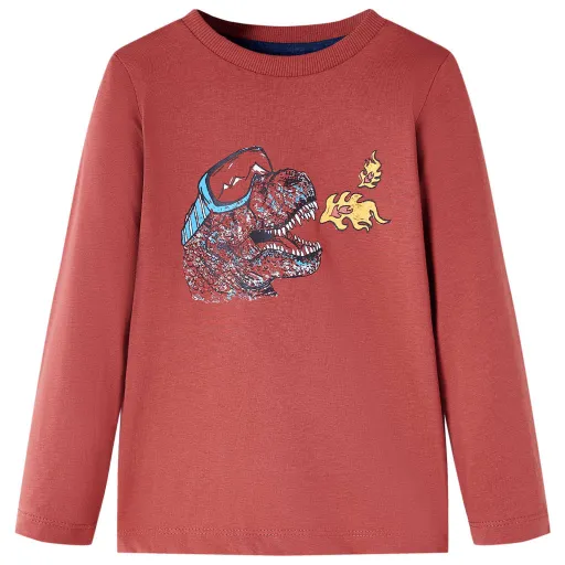 Camiseta Infantil de Manga Larga Rojo Tostado 104