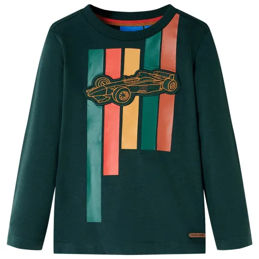 Camiseta Infantil de Manga Larga Verde Oscuro 104