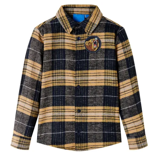 Camisa Infantil de Cuadros Amarillo y Negro 104