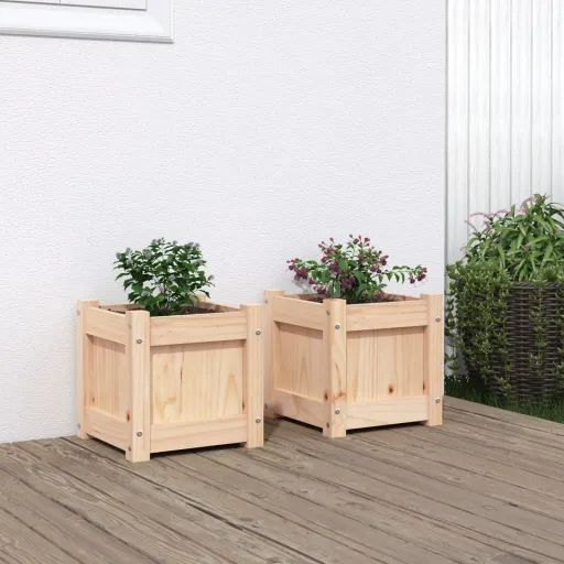 Jardineras de Exterior 2 Unidades Madera Maciza de Pino