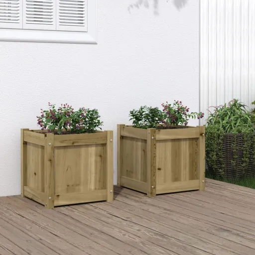 Jardineras de Exterior 2 Unidades Madera Impregnada de Pino
