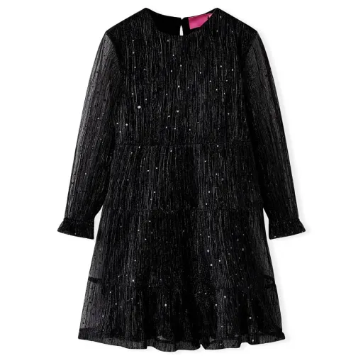Vestido Infantil de Manga Larga Negro 128