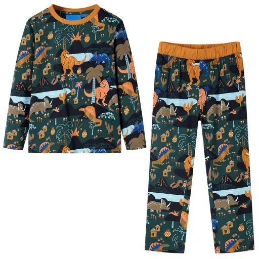Pijama Infantil de Manga Larga Verde Oscuro 116