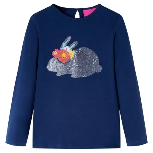 Camiseta Infantil de Manga Larga Azul Marino 104