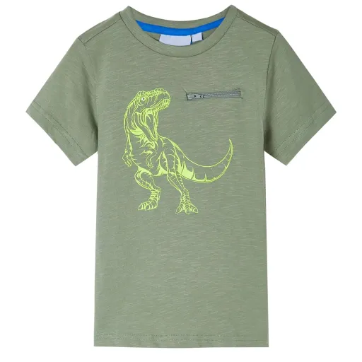 Camiseta Infantil de Manga Corta Caqui Claro 128